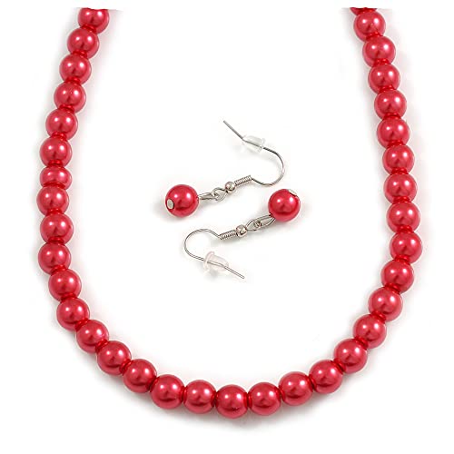 Collar y pendientes de gota de cristal rojo ajustables sin alergias