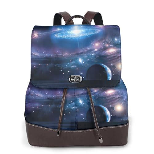 Sac à dos en cuir Space Planets femme idéal pour aller au bureau ou voyager