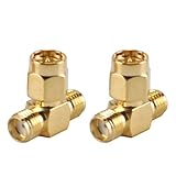 Gorise 2 STÜCKE SMA-Stecker Auf Dual-SMA-Buchse Triple T RF-Adapterstecker 3-Wege-T-Typ-Splitter RF-Adapter Koax-Buchsenstecker-Konverter