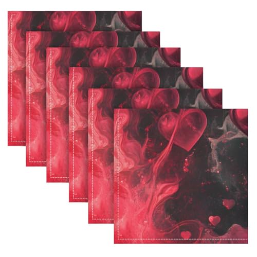 Servilletas de Tela con Corazones para San Valentín x6 miniatura 2