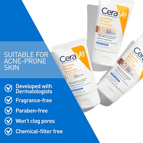 image for CeraVe Hydrating Mineral Sunscreen SPF 30 with Sheer Tint, Tinted Mine