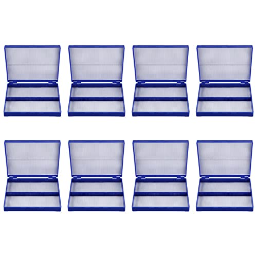 Boîte de microscope 100 microslides anti-poussière rectangle bleu royal plastique pack de 8