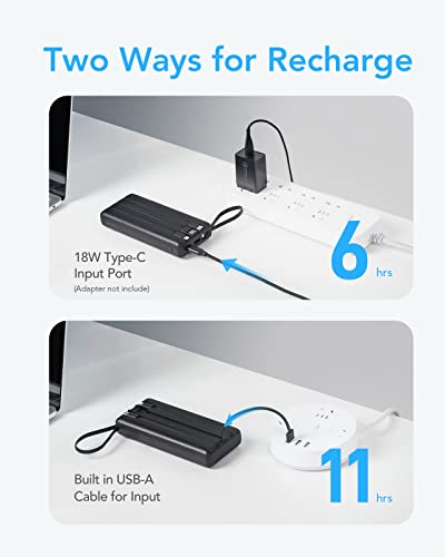 Vrurc Portable Charger With Built In Cords, 22.5W Pd & Qc 3.0 Fast Charging 20000Mah Usb C Power Bank, 4 Output 2 Input Led Display Phone Battery Pack With Cable Compatible With Iphone,Samsung,Tablet #TOP3