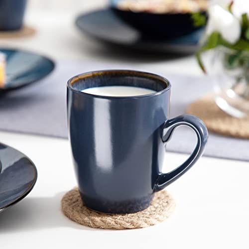 Tafelservice 4 Personen, vancasso 16 tlg BUBBLE Kombiservice Set aus Steingut, Geschirrset im Vintage Aussehen, Beinhaltet Schalen, Kaffeetassen, Dessertteller und Speiseteller für 4/8/12 Personen