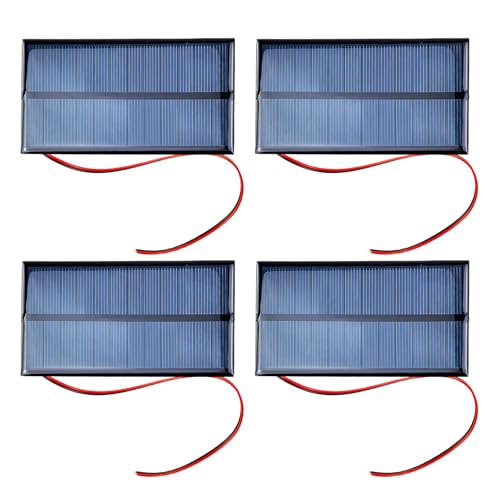 4 Pcs Mini Solar Panel,1W DC 6V Polysilicon Solar Cell Charger Module,with 30cm Cable,Small Photovoltaic Power Cells Charge,for Scientific Research Projects,Making Lawn Lights,Landscape Lights,DIY