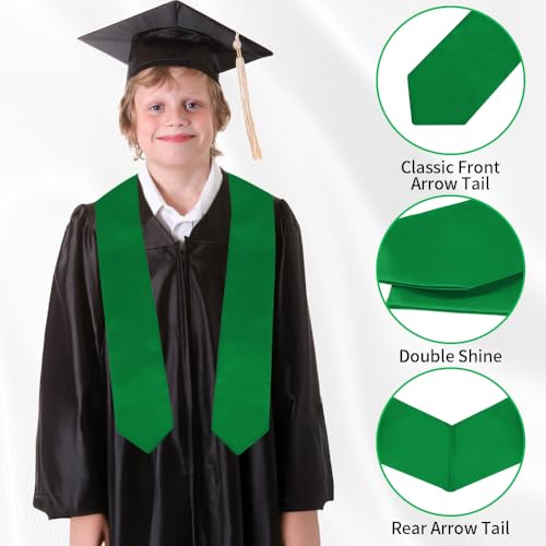 rugwioyu Emerald Green Graduation Stole 40" Unisex Preschool Kindergarten Plain Graduation Stole Graduation Sash by rugwioyu - Used condition - Image 3