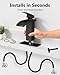 GBBNE Waterfall Bathroom Faucet 1 Hole, Single Hole Bathroom Faucet, Single Handle Vanity Sink Faucet with Deck Plate, Pop-up Drain & Supply Lines, Matte Black