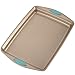 Rachael Ray Cucina Bakeware Set Includes Nonstick Bread Baking Cookie Sheet and Cake Pans, 5 Piece, Latte Brown with Agave Blue Grips
