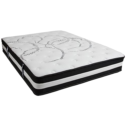 Image of Flash Furniture Capri Comfortable Sleep 12 inch Hybrid Pocket Spring and Foam Mattress, Foam Pocket Spring Hybrid Mattress for Pressure Relief, Queen