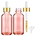 Bumobum 2 oz Glass Dropper Bottles, 2 pack Pink Lab dispensing Bottles for Essential Oils with Funnel, Labels & Pipette, Eye Tincture Bottle with Measured Dropper