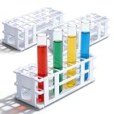 GOEDCH Lot de 3 supports de tubes : 25 mm x 24 trous blanc en plastique pour tubes à essai...