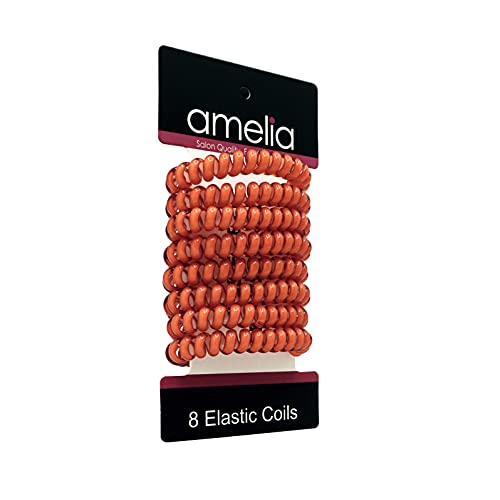 8 Smooth Elastic Hair Coils, 2In Diameter, Medium Size, Cherry Color, Gentle On Hair, Stong Hold And Minimizes Dents And Creases! #TOP1