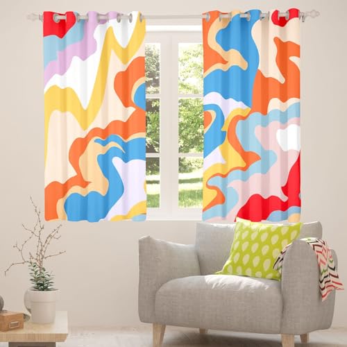 Rideau rayures aquarelle mignonnes style geometrique multicolore - 5