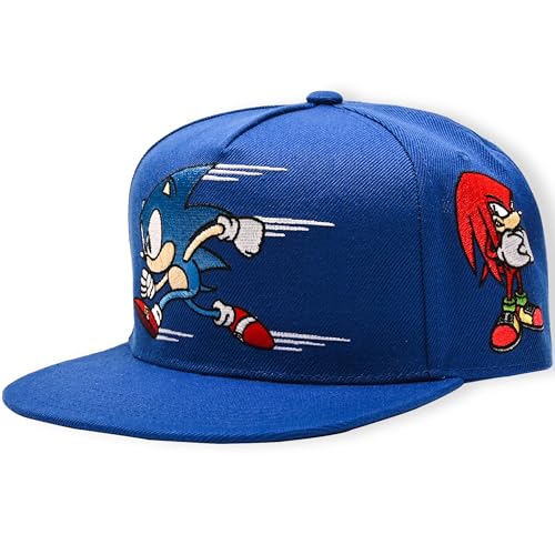 Sonic The Hedgehog Baseball Cap Adult Adjustable Snapback Baseball Hat with Flat Brim Allover Royal One Size