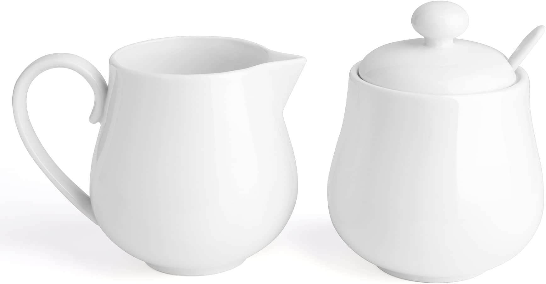 12 Ounce Porcelain Sugar and Creamer Set, Coffee Serving Set, 3 Piece with Creamer Pitcher, Sug