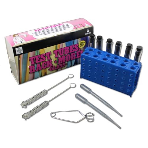 The Science Cube Glass Test Tubes, Rack and More Kit By Supertek Scientific