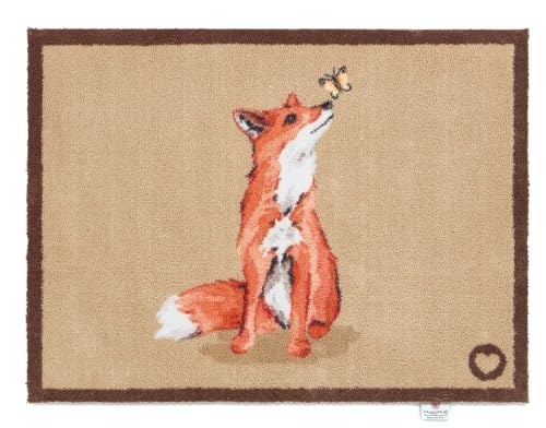 Lord of Rugs Alfombra lavable de animales de granja para entrada, baño, pasillo, puerta, antideslizante, atrapasuciedad, suave, para dormitorio, cocina (zorro jengibre, 65 x 85 cm)