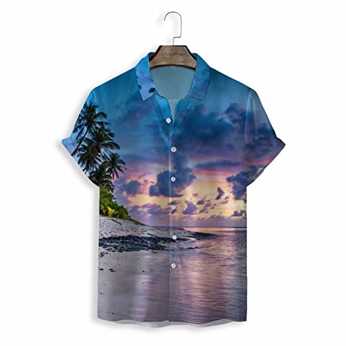 Chemise de plage à manches courtes boutonnée en tissu technique respirant à séchage rapide