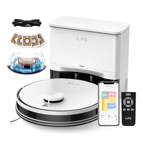 ILIFE A30 Pro Aspiradora y Trapeador, Estación de Autovaciado para 60 Días, Succión 5000Pa, Navegación LiDAR, WiFi 2.4G/App