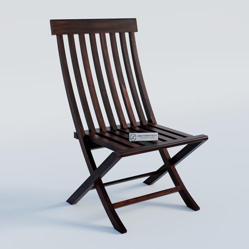 Image of Jangid Handicraft Sheesham Wood Folding Comfort Chair for Living Room | Rosewood Contemporary Foldable Resting Adults Chair for Balcony & Hall | Walnut Finish