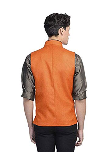 Men's Cotton Blended Fabric Bandhgala Nehru Jacket/Waistcoat (Bright Yellow)4