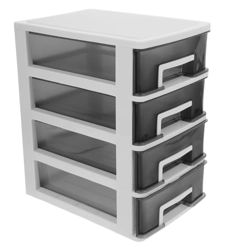 PRETYZOOM Transparent Four Layer Storage Cabinet Portable Drawer Organizer for Home and Office Lightweight Plastic Closet with Black Frame for Maximum Space Utilization