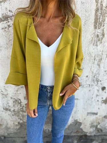 Peculiar Faux Suede Cardigan, Women's Casual Loose Lightweight Solid Color Trendy 2025 Cardigan, Open Front Lapel2