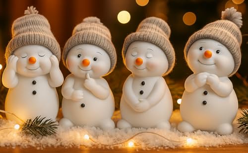 khevga Weihnachtsdeko Deko-Figuren Schneemann im 4er Maße ca. 6x6x11...