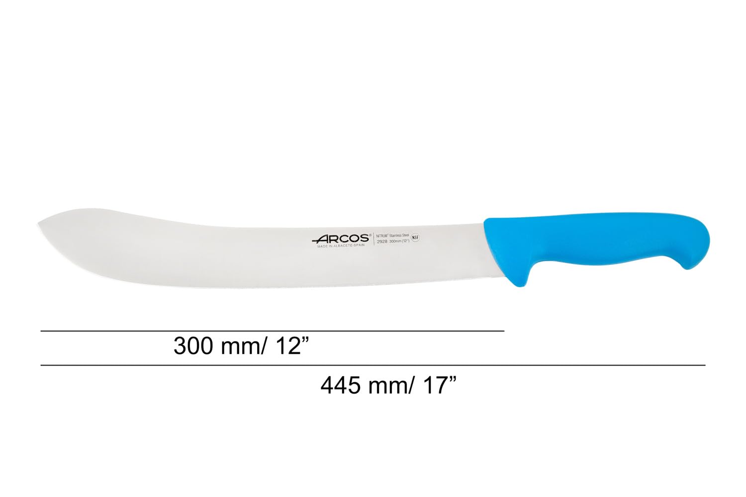 Arcos Serie 2900 - Coltello Scannare Coltello Macellaio Coltello Bistecca - Lama Acciaio Inossidabile Nitrum 300 mm - Manico Polipropilene Colore Blu