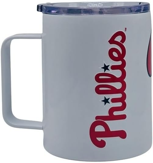 Logo Brands MLB Hype Double Wall Vacuum Insulated 15oz Stainless Steel Mug (Philadelphia Phillies)
