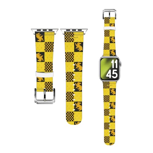 Head Case Designs Officially Licensed Harry Potter Hufflepuff Sorcerer's Stone III Genuine Leather Watch Strap Compatible With Apple Watch 38/40/41mm