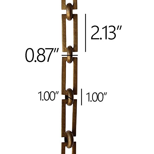 Image of RCH Hardware CH-18-AB Decorative Solid Brass Chain for Hanging, Lighting - Rectangles with Greek Key Design & Unwelded Links (1 Foot)