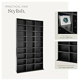 TecTake® CD Storage Unit in Wooden Look with Adjustable Shelves, Multipurpose Bookcase for CDs, Books, DVDs, Video Games, Durable MDF, Modern Shelving Unit for Living Room, Bedroom, Hallway - Black - Image 6