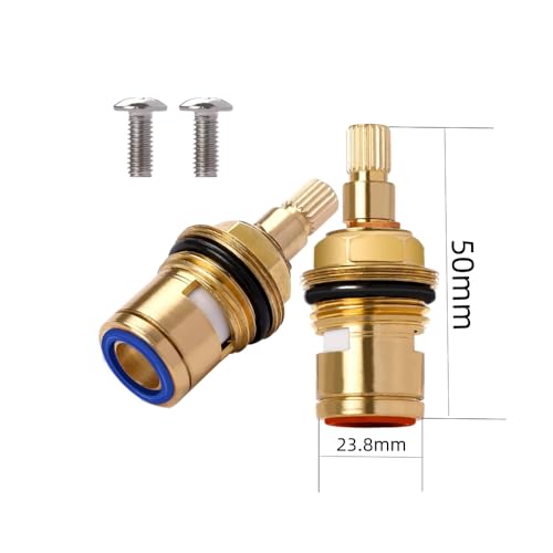 Changyeah 4 Stück Wasserhahn Ventiloberteil, Ventil Keramik Oberteil, Ersatz für Scheibenkartusche, Keramikkartusche für Bad oder Küche, Küchenarmatur (rot, blau)