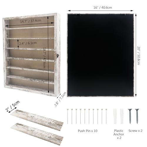 Image of FramePro Shadow Box Frame Display Case 16x20 with Removable Shelves, Deep Memory Box Trinket Knick Knack Shelf Cabinet for Collector, Keepsake Coins Military Medals Wedding Flowers White