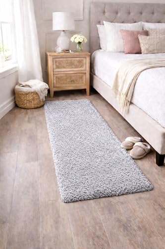 Image of Super Soft Microfiber Bedside Runner for Bedroom, Kitchen, Office, 2 x 5 Feet, Colour: Silver, Thickness 1.5 Inches