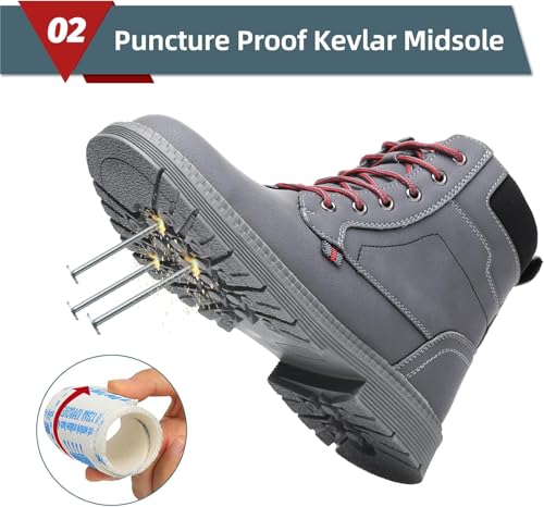 Image of ANGRYRAM Steel Toe Boots for Men Women Comfortable Waterproof Construction Work Boots for Men Women Slip Resistant Lightweight Safety Shoes Botas de Trabajo Seguridad para Hombre