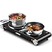 Cusimax Cast Iron Electric Hot Plate, 1800W Countertop Burner, Dual Electric Burner, Portabel Double Burner for Cooking