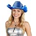 FlashingBlinkyLights Blue Sequin Light Up LED Cowboy Hat
