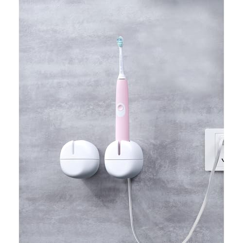 Electric Toothbrush Holder Wall Mounted with Charger Base, Compatible with Philips Sonicare HX3000 / HX6000 / HX8000 / HX9000 Series, Space-Saving Bathroom Organizer, Nano Adhesive Mount