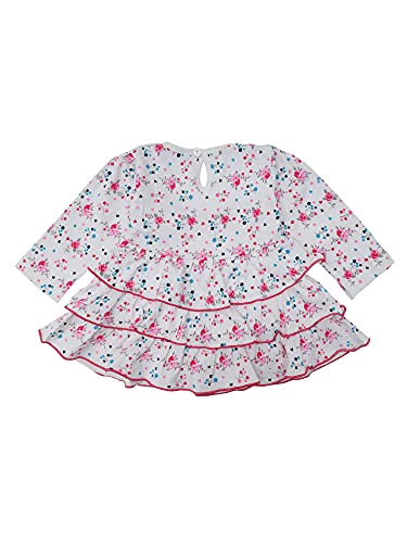 Image of NammaBaby Premium Baby Girls Full Sleeves Frock with Pant Baby Girl's Cotton Frock with Leggings, Frill Frock - Pack of 1