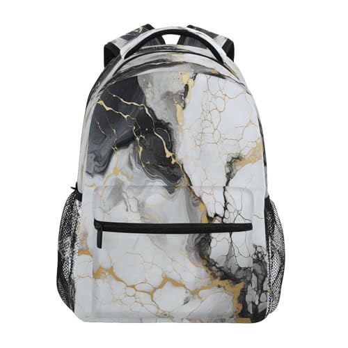 Sac à dos scolaire d'architecte marbré aux finitions dorées