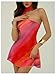 MakeMeChic Women's Mesh Tie Dye One Shoulder Mini Dress Backless Y2k Summer Dresses with Scarf Multicolor Medium