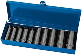 Draper 38369 Expert Hi-Torq Metric Socket Set, 1/2" Square Drive, 10 Pieces , Black