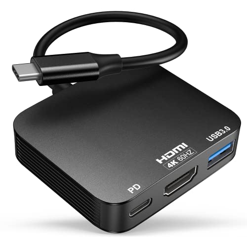 Image of vilcome USB C to HDMI Adapter【4K@60HZ】, HDMI to USB C Adapter Multiport with USB Type C PD & USB 3.0 Port, Compatible for MacBook Pro /Air, iPad Pro /Air, Dell XPS, iPhone 15 Pro /Max, Android (Black)