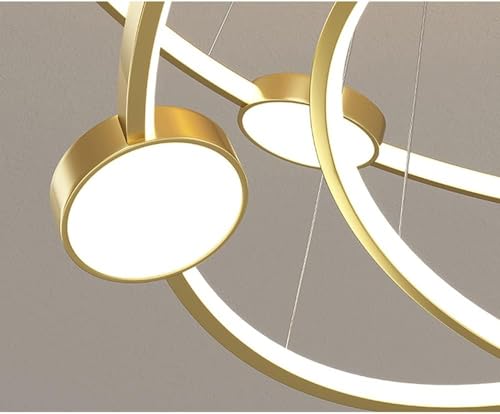 Lustre LED doré à intensité variable avec télécommande pour salon - 5