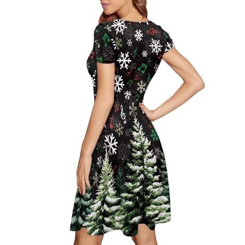 Image of AFPANQZ Womens Casual Summer Lightweight Vintage Dress Short Sleeve Midi Dress Knee-Long Luxury Formal Dress