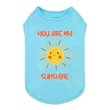 Fitwarm You are My Sunshine Dog Shirt, Tropical Summer Clothes for Small Dogs Boy Girl, Funny Pet Outfit, Blue, Yellow, XL