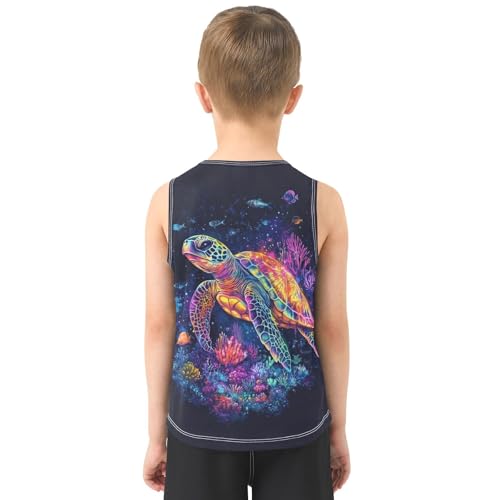 Boys Tank Top Shirts Sea Turtle Ccoral Reef and Fish Sleeveless T-Shirts Crew Neck for Kids Clothing Children3