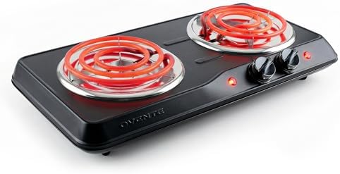 OVENTE Electric Countertop Double Burner, 1700W Cooktop with 6" a...